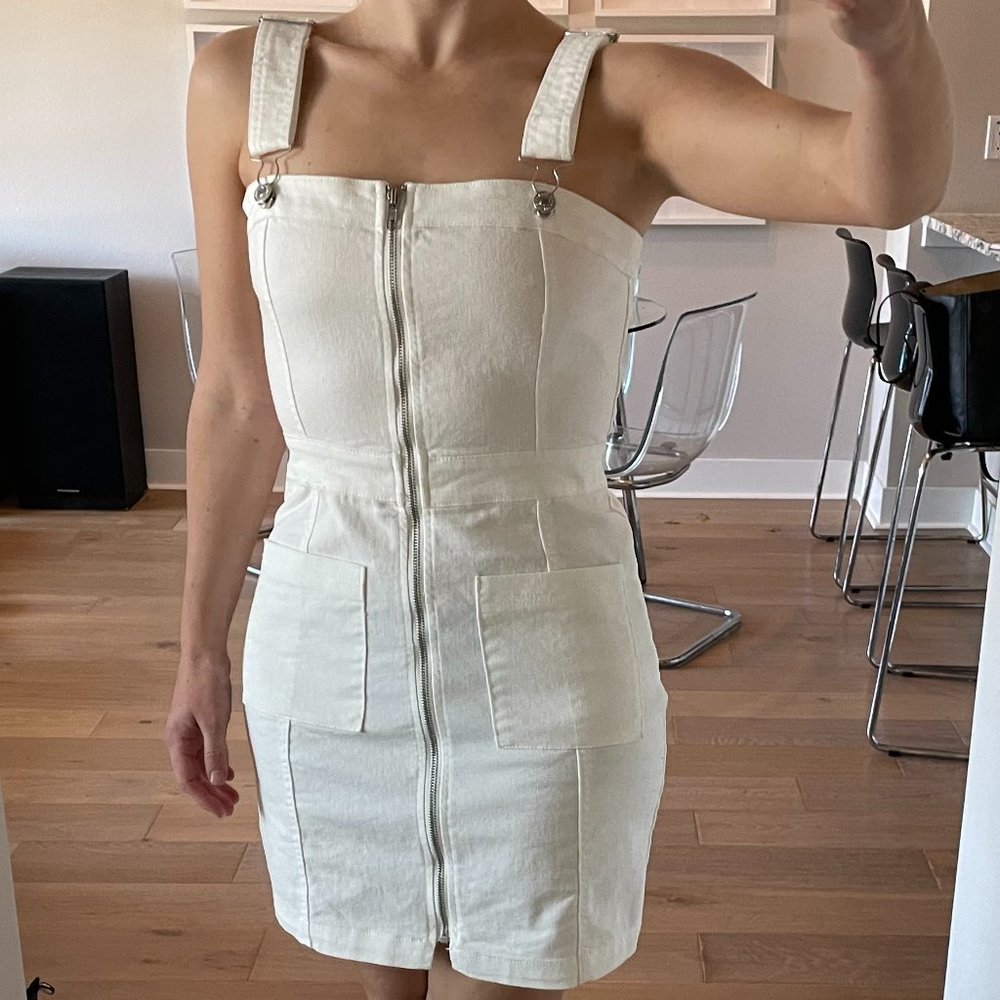 Forever 21 White Denim Overall Mini Dress